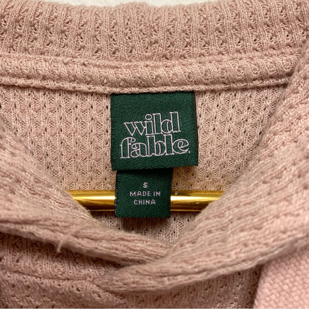 wild fable Cropped Waffle-Knit Hoodie in Blush Color Not Like Pink Shown. - Picture 8 of 9